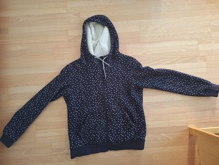 Kapuzenjacke, Twintip Marineblau mit Punkten, Grösse M 
