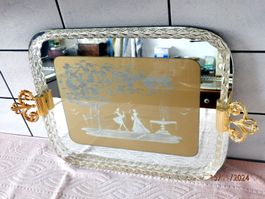 Spiegelglastablett, venezianer Glas, Murano um 1950, 46 x 35