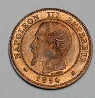 Pièce 2 centimes Napoléon III Empire Français 1854 K