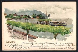 Fritz Voellmy: Vevey, Dampfer vor dem Or