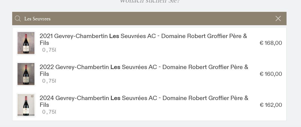 Vino: Gevrey Chambertin 1996 Les Seuvrees AC / Morey St. Denis – Nuovo e nell'imballaggio originale da Gelterkinden venduto da Auslaufmodelle 2