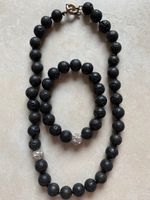 Schmuckset Lavastein, schwarz, Halskette + Armband