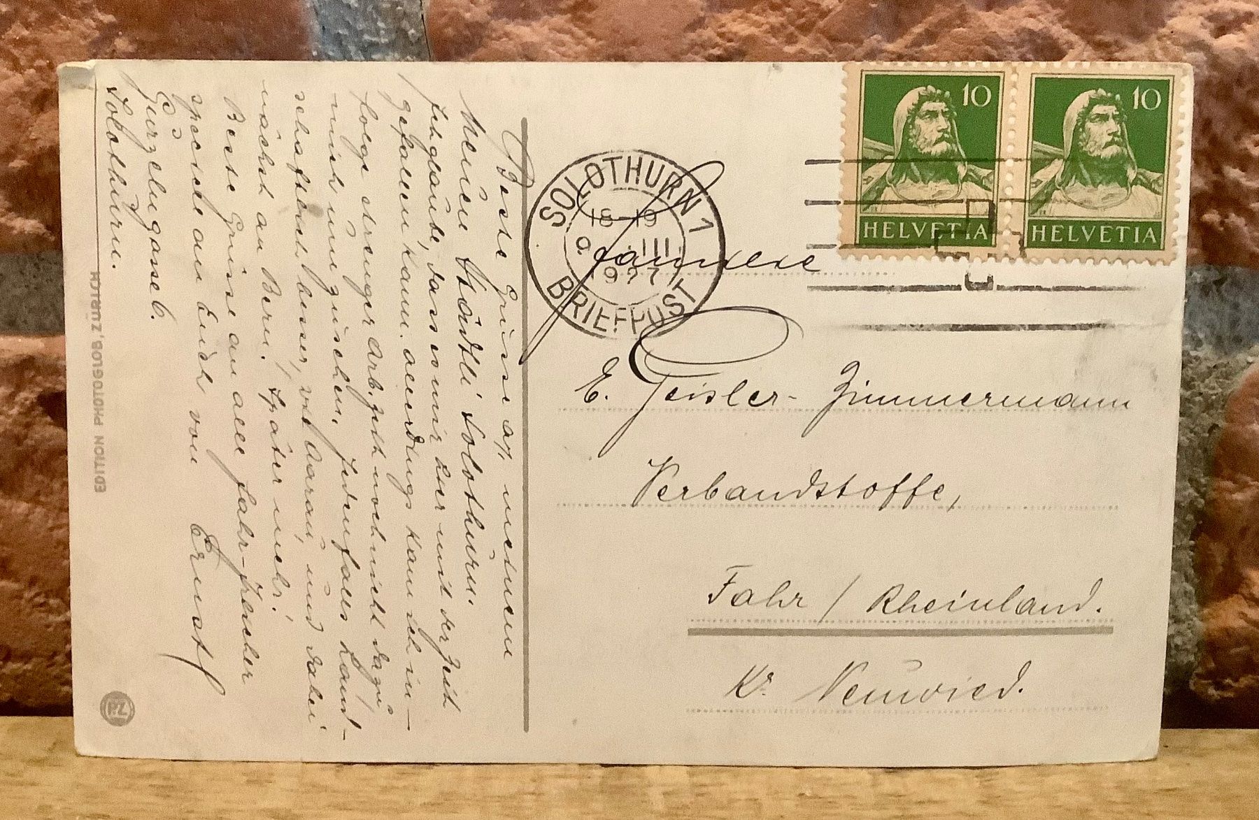 Ansichtskarten: 1927 - SOLOTHURN mit Krummturm – Gebraucht aus Root von ENGLAND-TREASURES 2