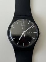 Swatch, Schwarz, mit Datum & Tag, neue Batterie