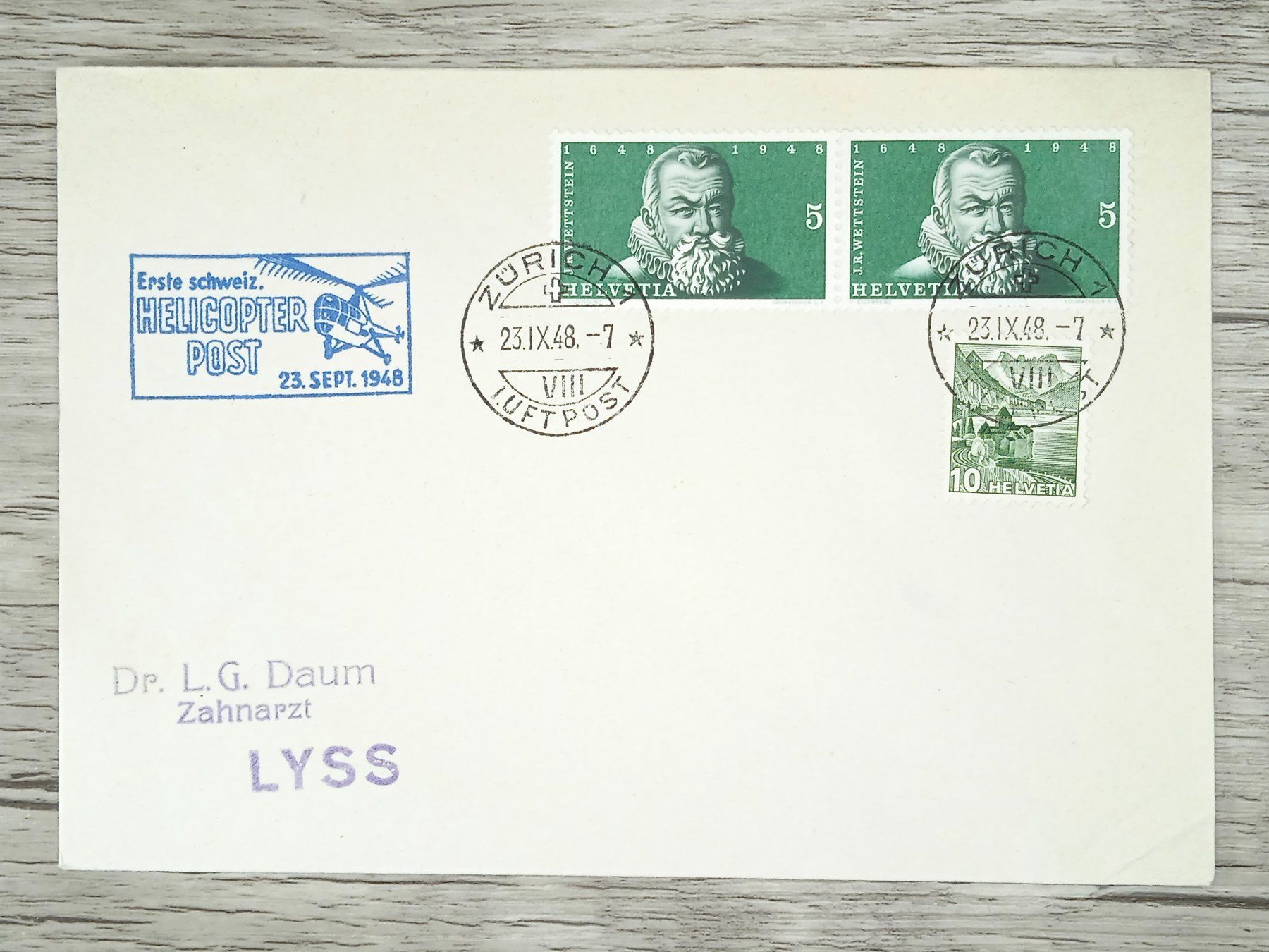 Tutti i francobolli: TR15 Enveloppe + Timbre Suisse 1948 – Usato da Cousset venduto da Patrick_Collections