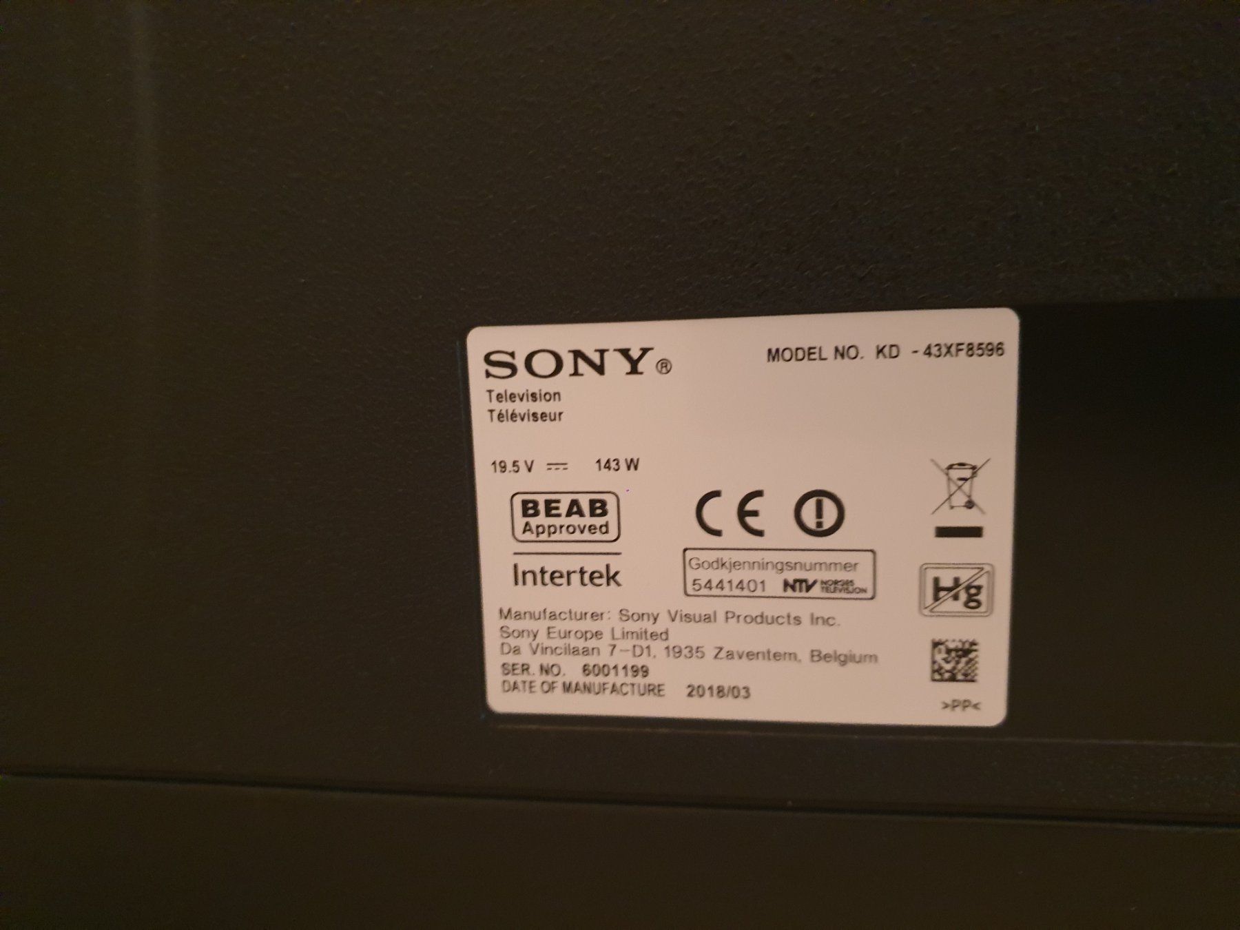 Televisori: TV SONY KD-43XF8596 – Usato da St-Sulpice VD venduto da Lancius 1