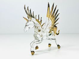 WitnyStore Pegasus-Figur–Glas mit goldenfarbenen Akzenten