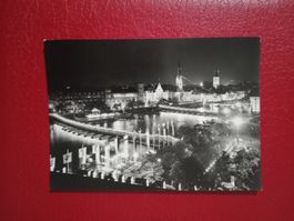 Zürich 600Jahre Eidgenossenschaft 1951 s/w Karte Nachtbild