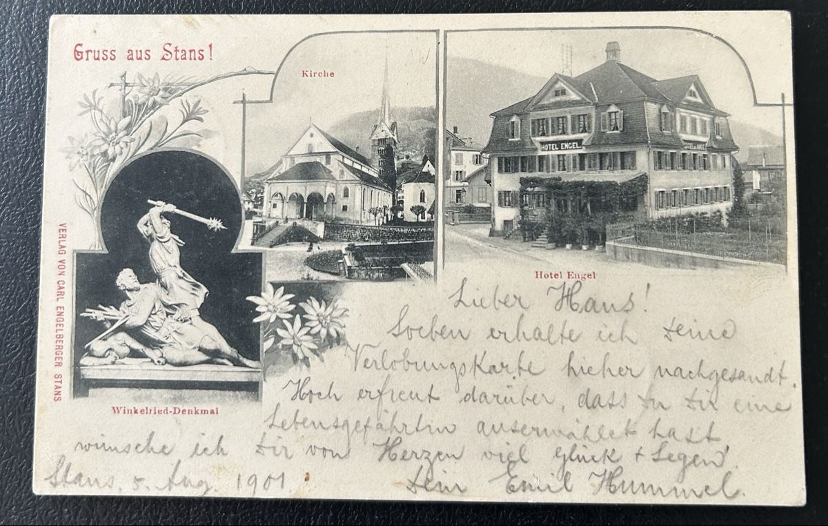 Cartoline postali: Gruss aus Stans 3-Bildrig  – Usato da Horw venduto da Tellbub