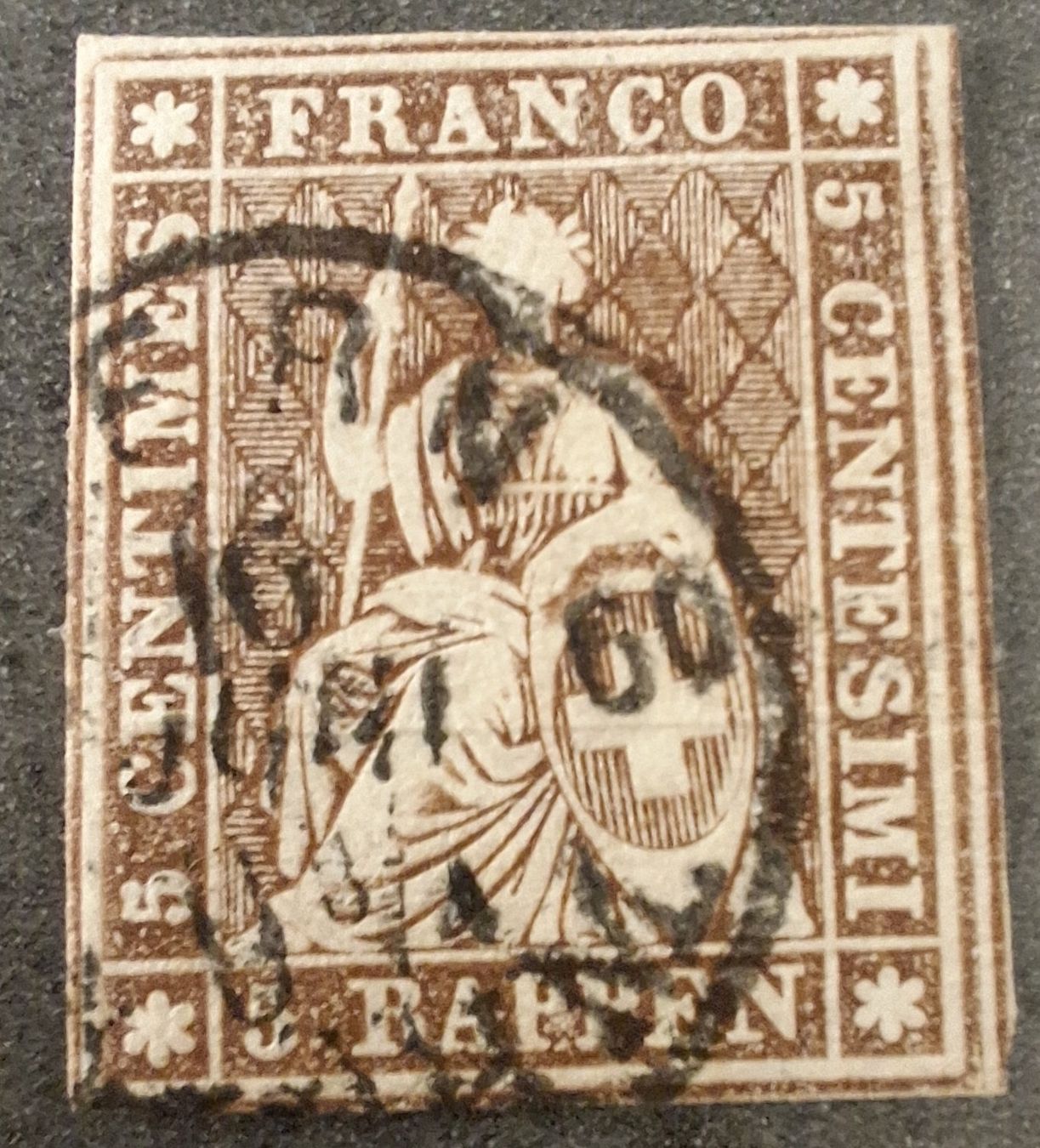 Tutti i francobolli: Strubel 22G Bern Kat. 40.- – Usato da Balgach venduto da SIMEON27