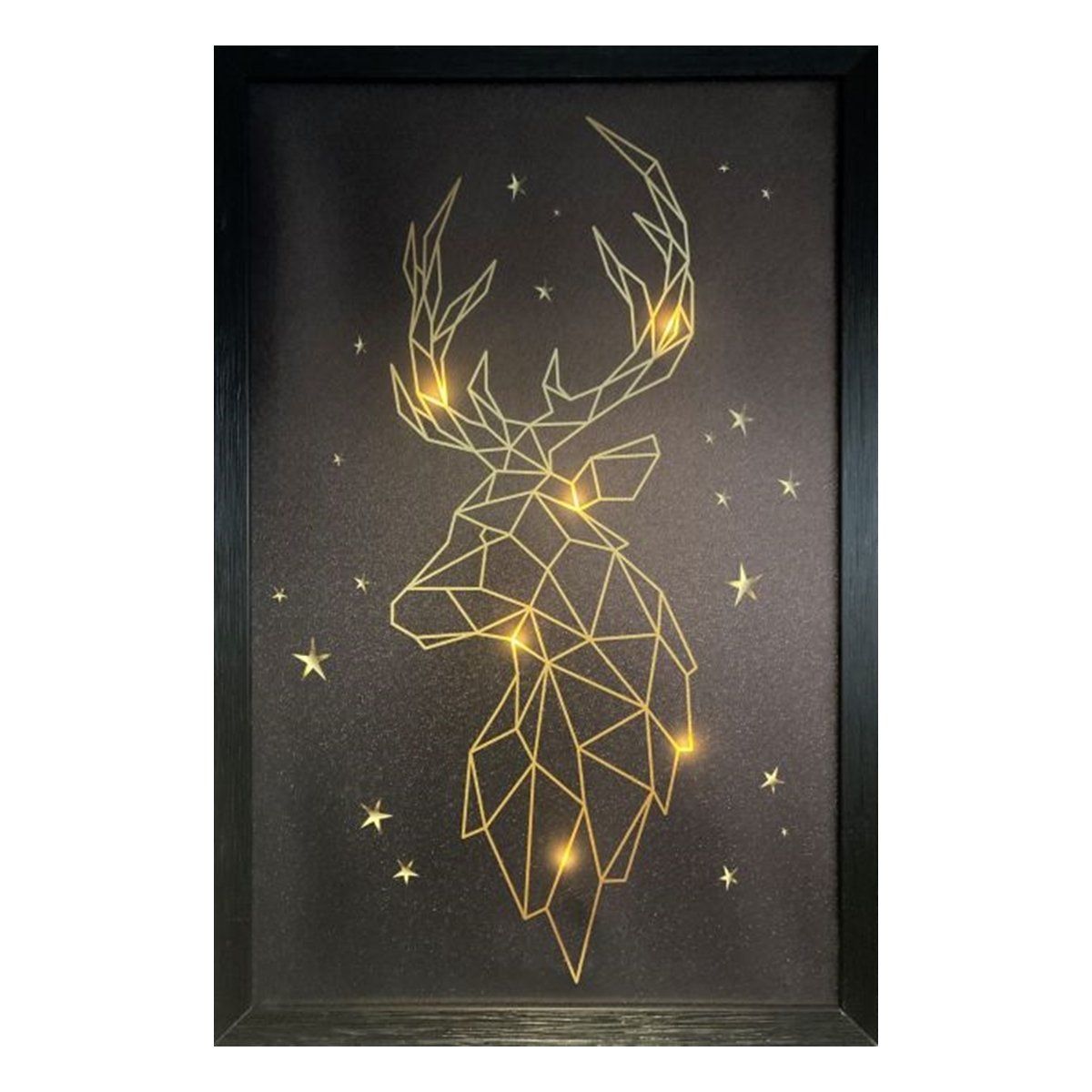 Poster & Bilder: LED Bild 40 x 60 cm Hirschkopf & Sterne – Neu und originalverpackt aus Wettingen von Swala