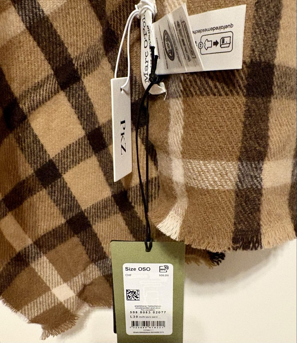 Marc O'Polo Foulard & Sciarpe: Marc O'Polo Wool Scarf - Brown Checked – Nuovo e nell'imballaggio originale da Le Grand-Saconnex venduto da AlexeyYu 1