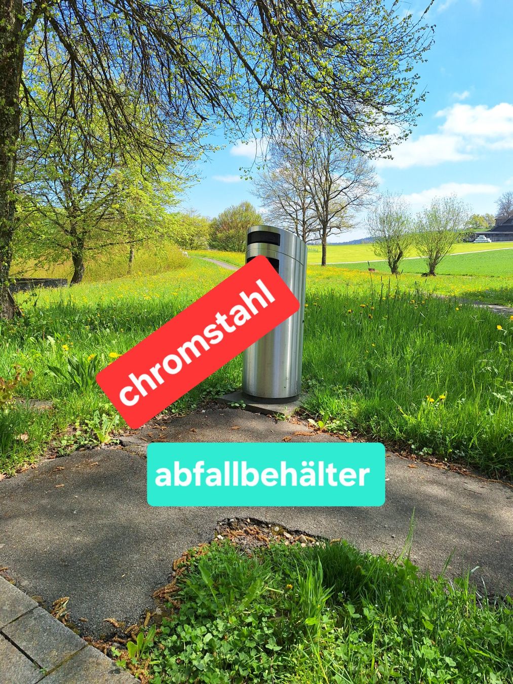 Cestini per rifiuti: Chromstahl Abfallhai Mülleimer mit Ascher Sauber Swiss made – Usato da Willisau venduto da Abei 3