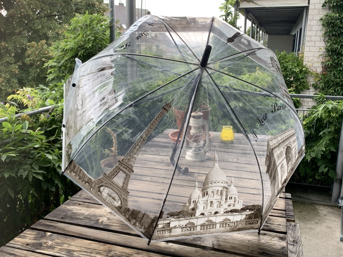 Ombrelli: Regenschirm durchsichtig mit Paris-Motiven – Usato da Uster venduto da Flummi 2