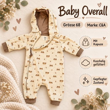 Baby Overall C&A mit Bärenmuster beige Grösse 62-68