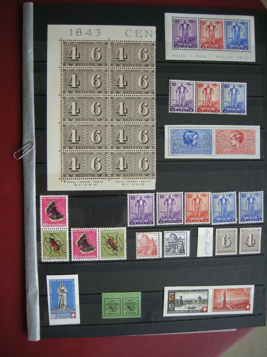 Alle Briefmarken: LOT ALTSCHWEIZ, BLOCKABSCHNITTE, POSTFRISCH/**, AB, W11 1938 – Gebraucht aus Rüti ZH von jupi1945