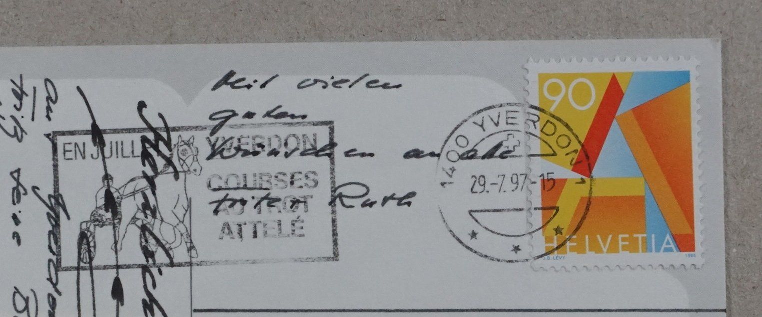 Cartoline postali: Yverdon-les-Bains, 1997 – Usato da Lenzburg venduto da fh1 1