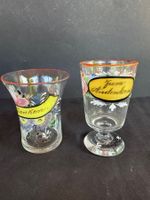 Antik Biedermeier Pokal und Glas mit Henkel..Handbemahlt