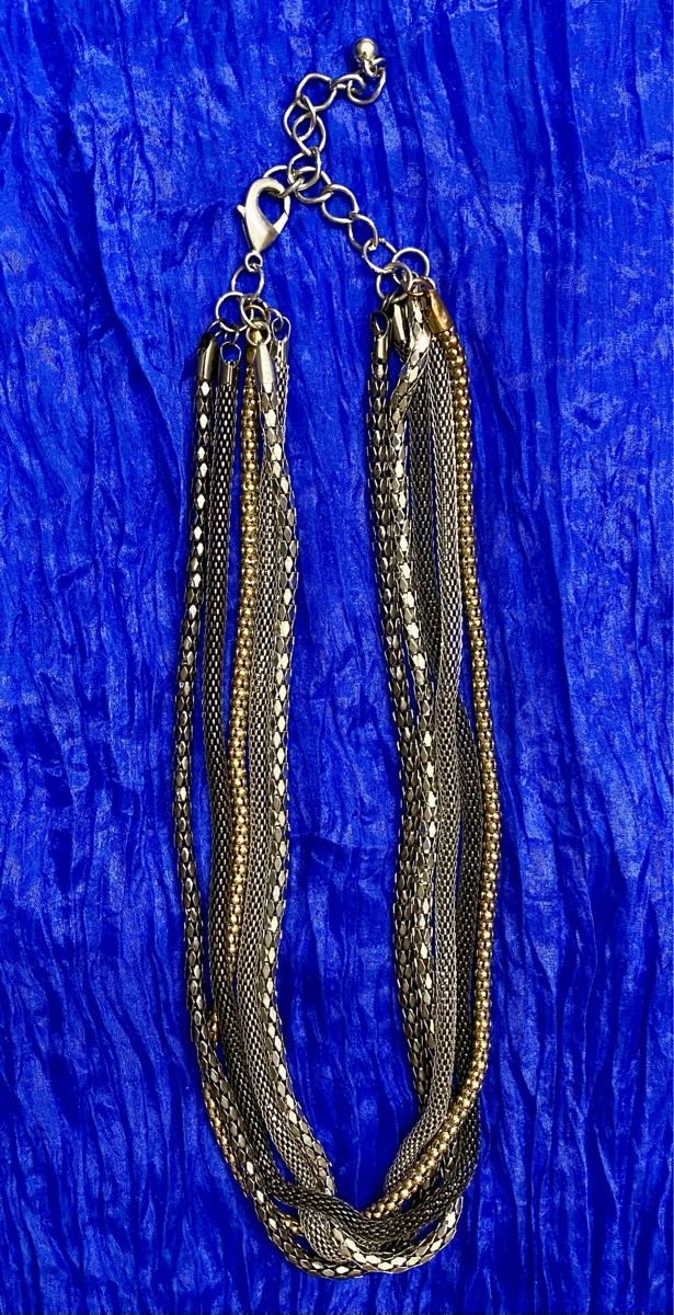 Ketten: 5-reihige Statement Kette, Bicolor, Gold Silber – Neu (gemäss Beschreibung) aus Lyss von Sibella56