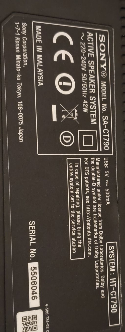 Sony Casse acustiche: SONY SA-CT790 ACTIVE SPEAKER SYSTEM schwarz – Usato da Bonstetten venduto da mibto
