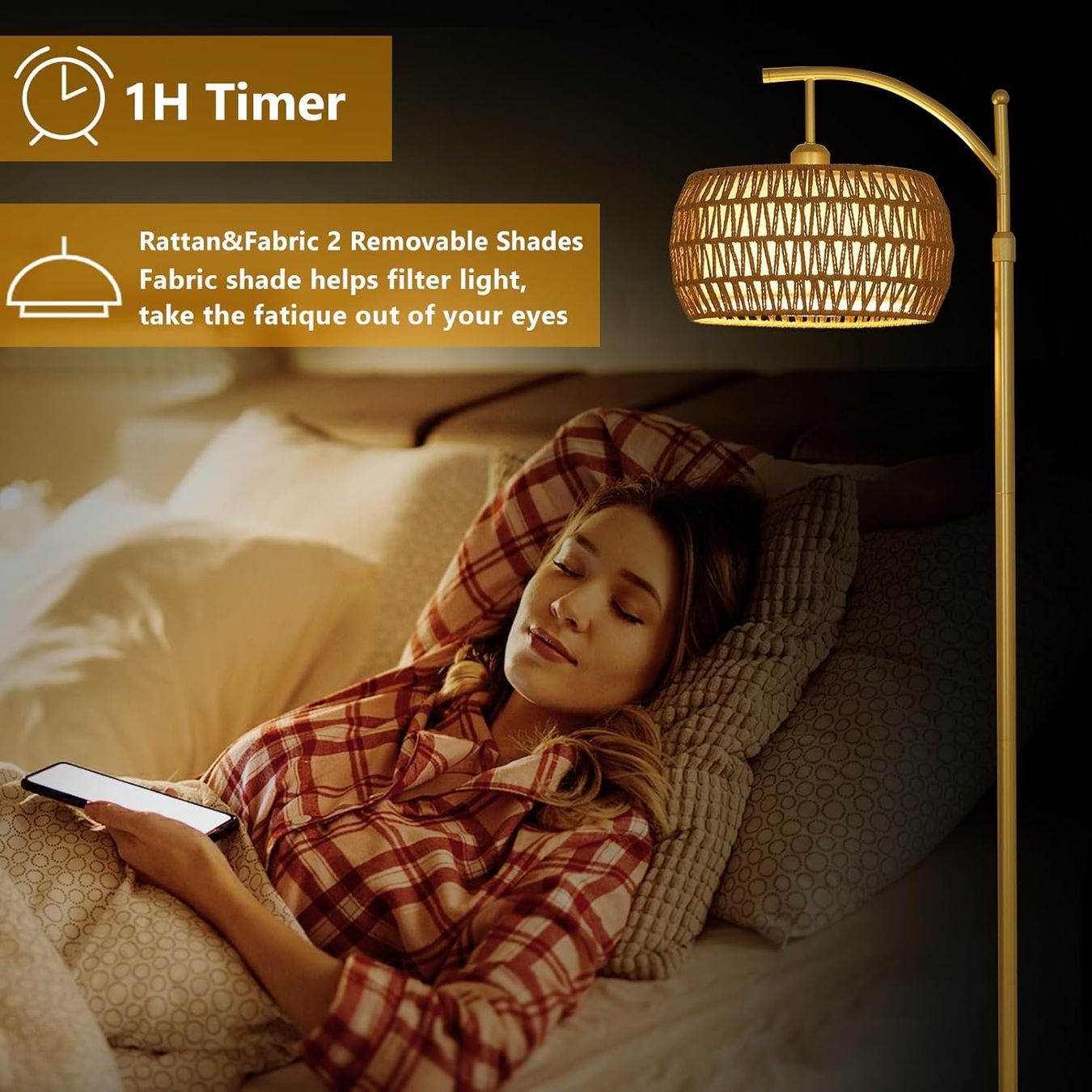Lampade: Stehlampe Standleuchte Rattan Lampe dimmbar App LED E27 – Nuovo e nell'imballaggio originale da Wittenbach venduto da VELARO 8