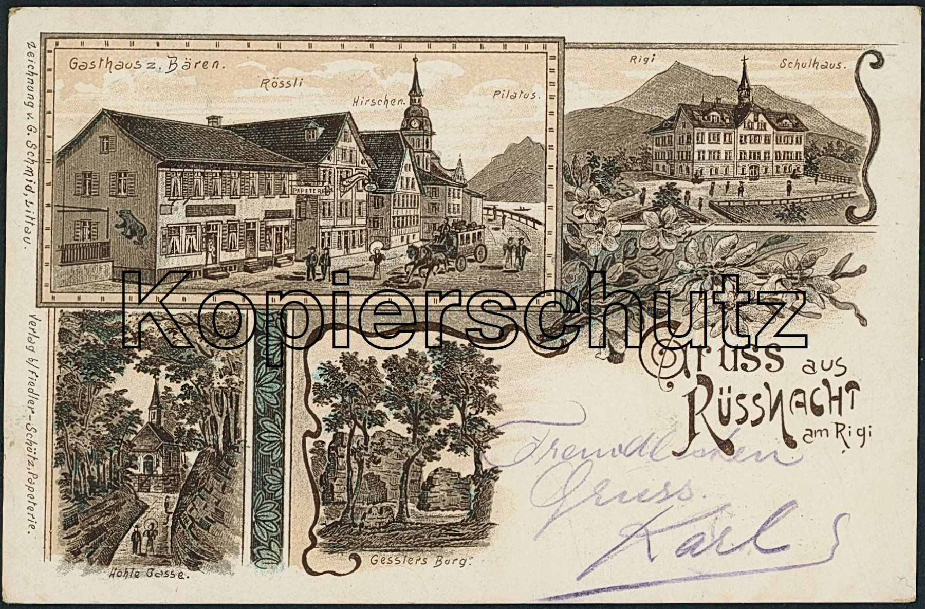 Cartoline postali: SZ Küssnacht - Litho – Usato da Schindellegi venduto da leecollect