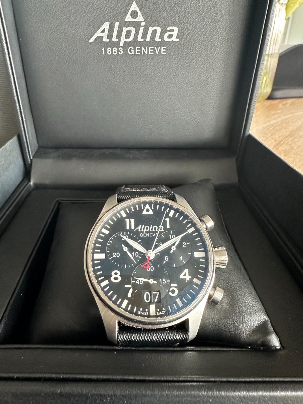 Alpina Orologi: Alpina Startimer Pilot Chrono Big Date 44mm – Usato da Heerbrugg venduto da gue_c9vc