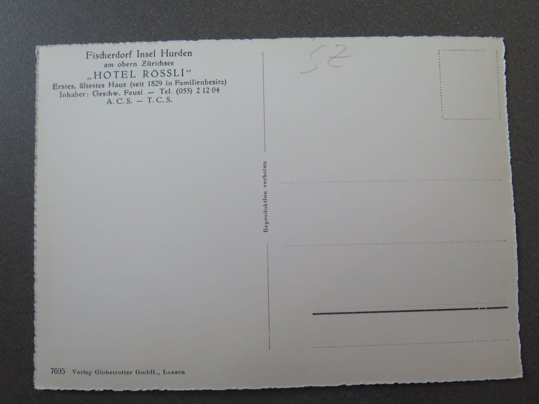 Ansichtskarten: HURDEN - HOTEL RÖSSSLI - GARTENTERRASSE – Gebraucht aus Wittenbach von lipasal 1
