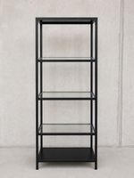 Regal schwarz Metall Glas Fachboden 5-stufig guter Zustand