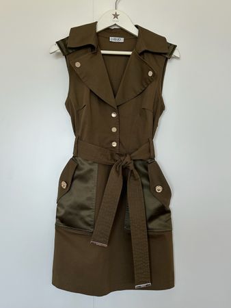 Liu Jo Utility Trench Dress with Satin Contrast Panels