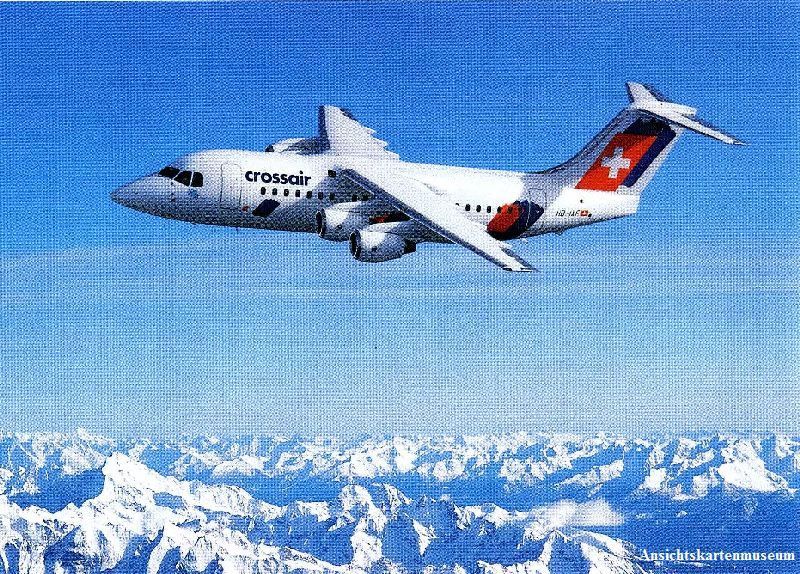 Cartoline postali: Crossair - Avro RJ 85 Jumbolino + – Usato da Emmenbrücke venduto da teestube