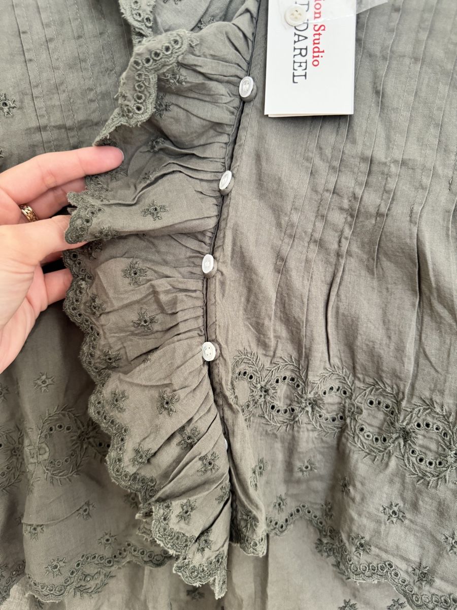 Sezane Top: Neu Gerard Darel Boho Designer Top Oliv  – Nuovo e nell'imballaggio originale da Zürich venduto da Swissair1234 4