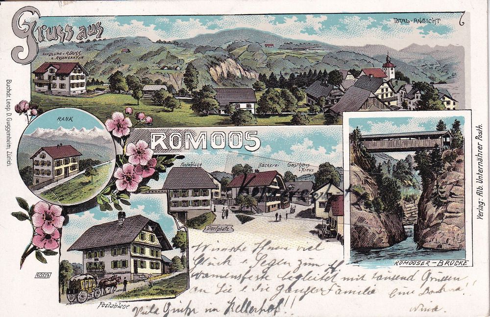 Romoos Litho Gasth. Bären & Kreuz Postablage 1905 LU (Gebraucht) in ...