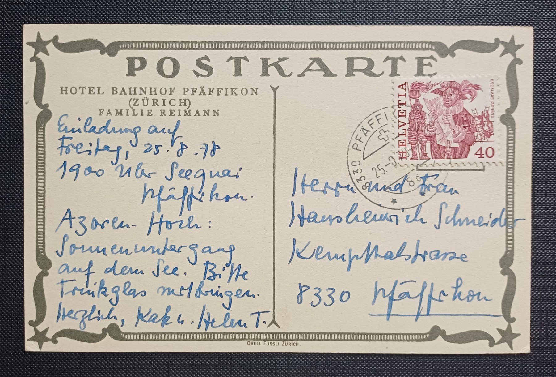 Cartoline postali: AK Hotel Bahnhof PFÄFFIKON um 1920 – Usato da Brittnau venduto da simionius 1