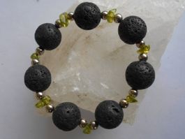 Armband mit Bernstein und Lavastein