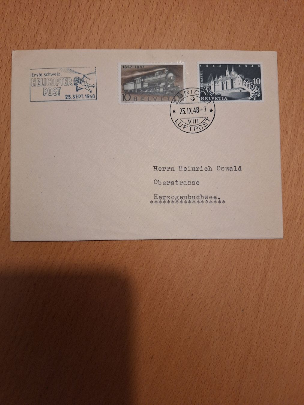 Tutti i francobolli: Helicopterpost 1948 Sonderbrief – Usato da zumikon venduto da lotegrandote