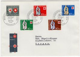 illustrierter Pro Patria FDC 1957 nach HORGEN - Rotes Kreuz
