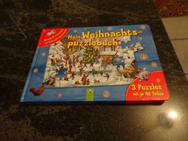 Mein Weihnachtspuzzlebuch 3 Puzzles Neuwertig in einem Buch