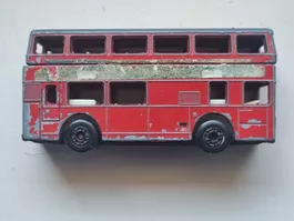 Bus 2 étages, Matchbox Leyland Titan rouge en l'état.