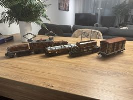 Schweizer Krokodil Lokomotive mit 3 Güterwagen