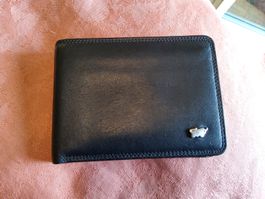 Portemonnaie Braun Büffel Leder schwarz Herren