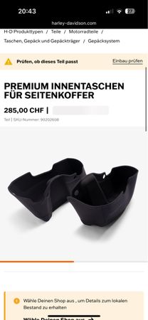 Harley Touring Innentaschen für Koffer
