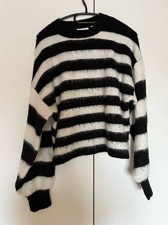 Another Label Becky Knitted Pull Black White Stripe