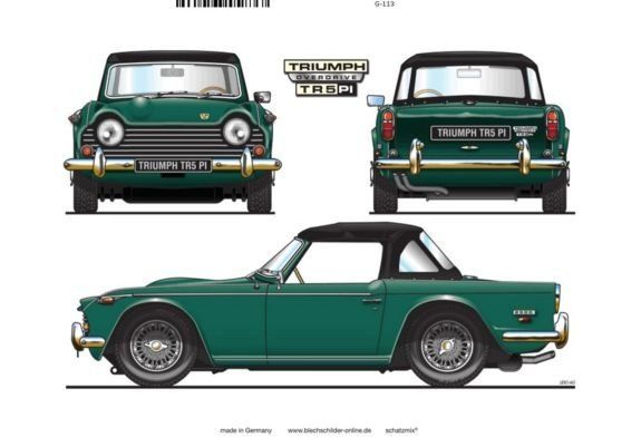Triumph Insegne: Blechschild -TRIUMPH TR 5 PI-grün – Nuovo e nell'imballaggio originale da Rupperswil venduto da big-one-sale