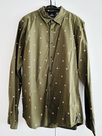 Scotch & Soda Hemd, khaki mit Pünktchen, Grösse XL, Slim