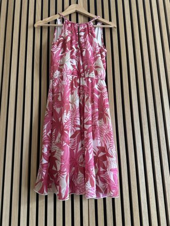 Sommerkleid gemustert rosa weiss ärmellos Grösse S