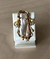 Gelbgold 18 kt. Dame Ring mit Perle u. 3 Brillanten