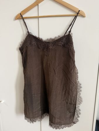 Zara Top braun mit Spitze Grösse S guter Zustand