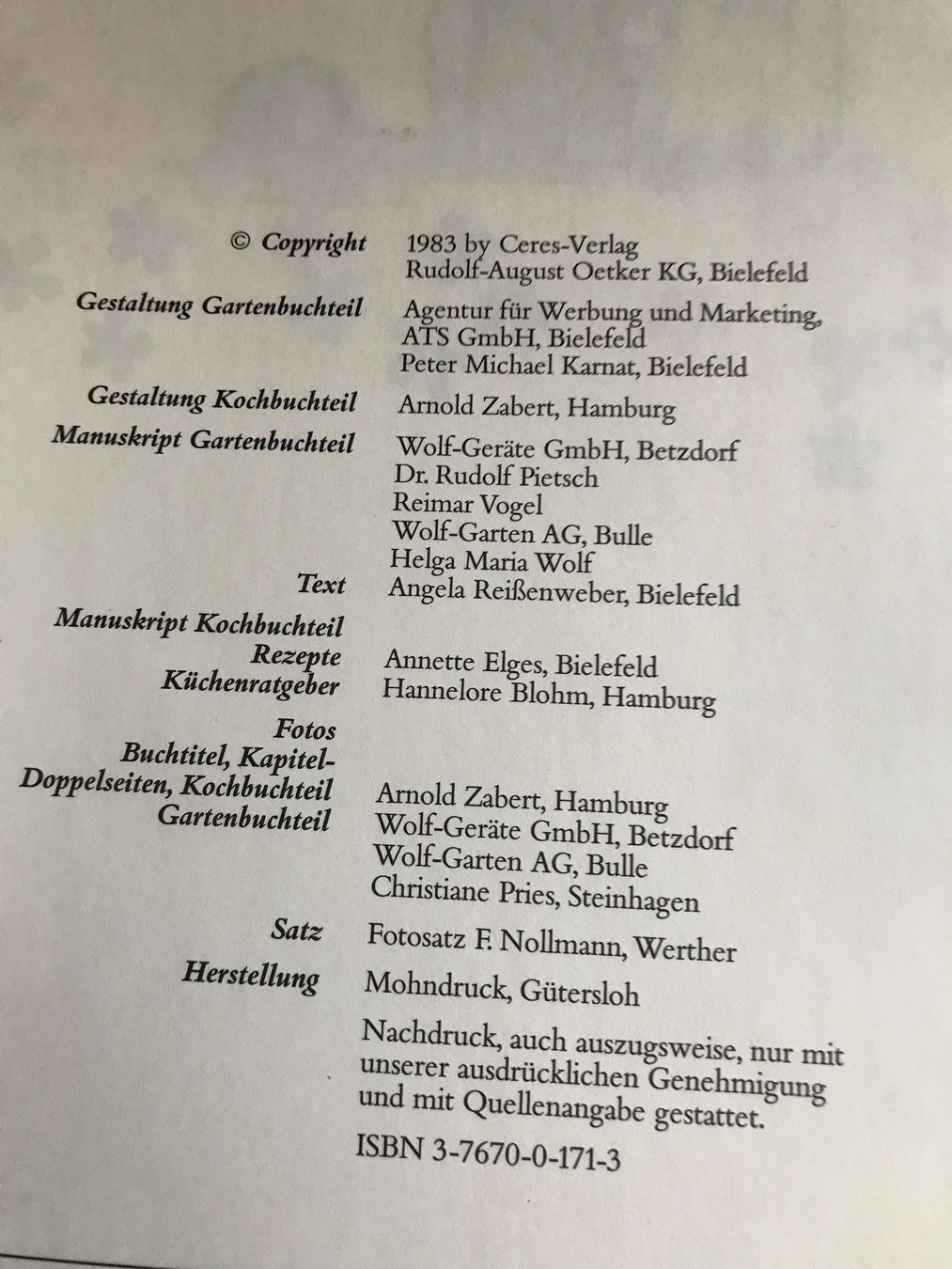 Libri: Das grosse Garten- und Kochbuch 1983 – Usato da Waldenburg venduto da Oliro75 1