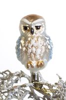 Weihnachtskugel - Glasornament "Schnee-Eule" auf Clip